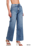 Pantalones de Mezclilla Talle Alto con Pierna Ancha Recta