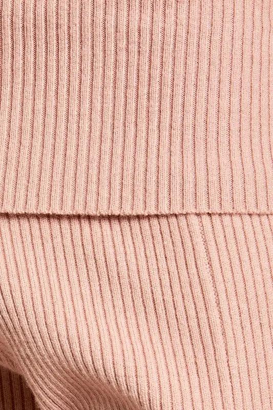 Vestido Suéter Mini de Hombros Descubiertos con Mangas Abiertas Rosa - Otoño/Invierno para Mujer en México by LE LIS