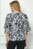 Blusa Estampada Floral con Manga Murciélago 3/4