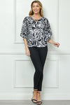 Blusa Estampada Floral con Manga Murciélago 3/4
