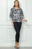 Blusa Estampada Floral con Manga Murciélago 3/4
