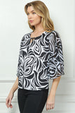 Blusa Estampada Floral con Manga Murciélago 3/4