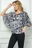 Blusa Estampada Floral con Manga Murciélago 3/4