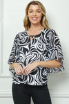 Blusa Estampada Floral con Manga Murciélago 3/4