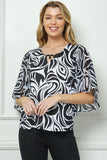 Blusa Estampada Floral con Manga Murciélago 3/4