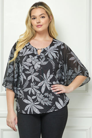Blusa de Manga Murciélago con Estampado Floral Tallas Grandes