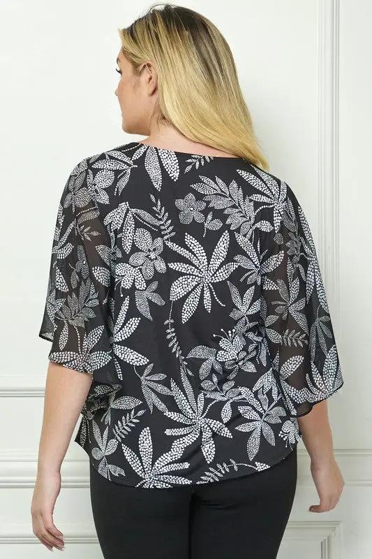 Blusa de Manga Murciélago con Estampado Floral Tallas Grandes by Yanet Collective