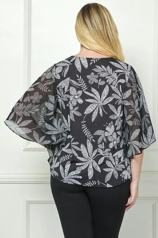 Blusa de Manga Murciélago con Estampado Floral Tallas Grandes by Yanet Collective