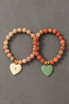 Pulsera elástica de cuentas con dije de corazón