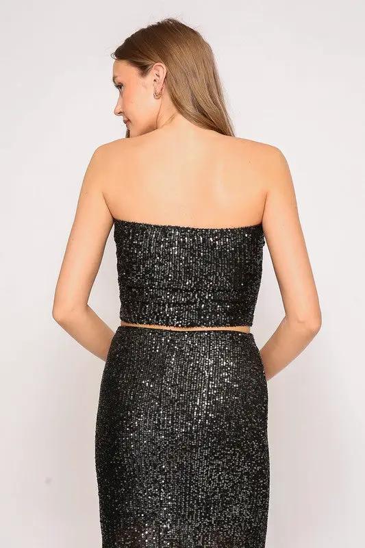 Top Strapless Glam de Lentejuelas para Fiestas by Yanet Collection