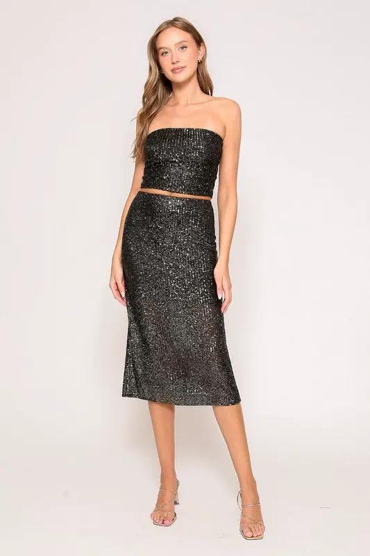 Top Strapless Glam de Lentejuelas para Fiestas by Yanet Collection