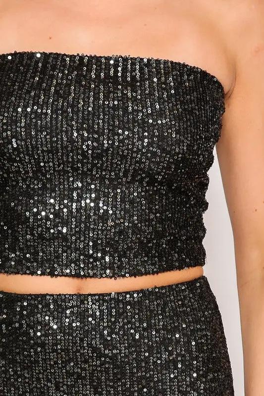 Top Strapless Glam de Lentejuelas para Fiestas by Yanet Collection
