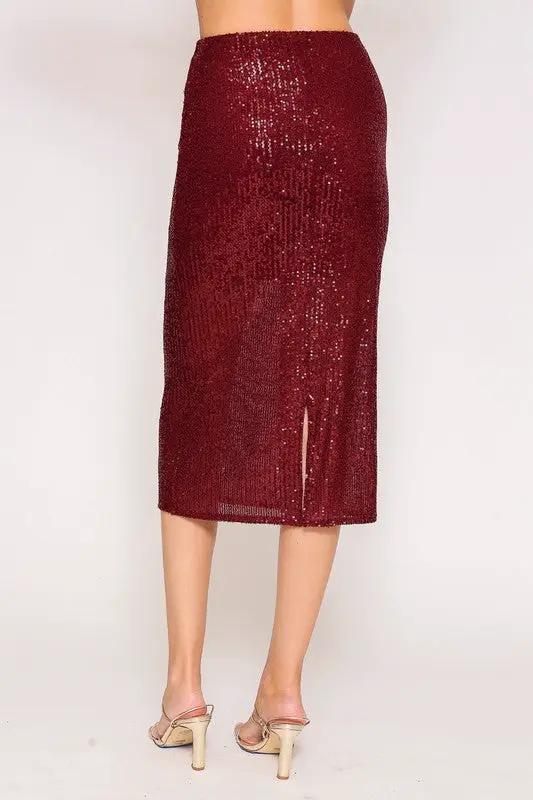 Falda Midi de Punto con Lentejuelas by Yanet Collection