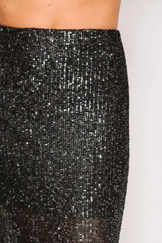 Falda Midi de Punto con Lentejuelas by Yanet Collection