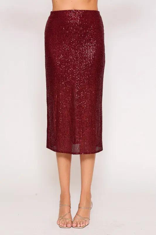 Falda Midi de Punto con Lentejuelas by Yanet Collection