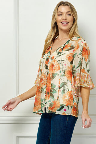 Blusa Campesina Estampada Transparente Missy: Elegancia Bohemia