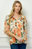 Blusa Campesina Estampada Transparente Missy: Elegancia Bohemia