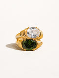 18k Green Stone Gold Non-tarnish Rhinestone Ring