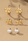 Conjunto de Aretes Trio con Lazo, Aro y Corazón de Perla: El Toque Final Perfecto