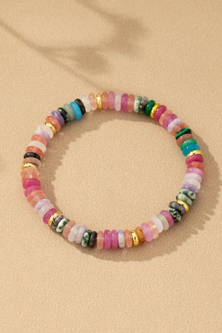 Elegante Pulsera Elástica de Cuentas de Ágata | Joyería Exclusiva