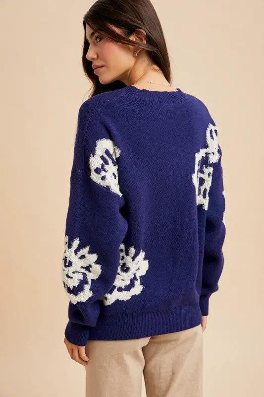 Suéter Tejido Mujer - Floral Intarsia - Corte Holgado by IN LOOM