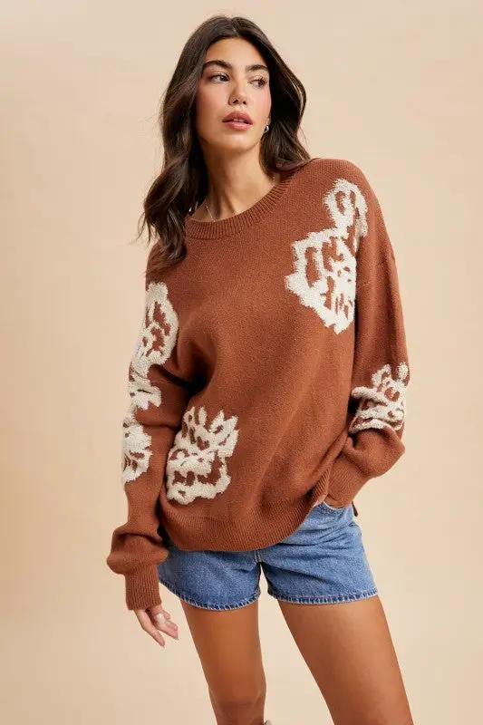 Suéter Tejido Mujer - Floral Intarsia - Corte Holgado by IN LOOM