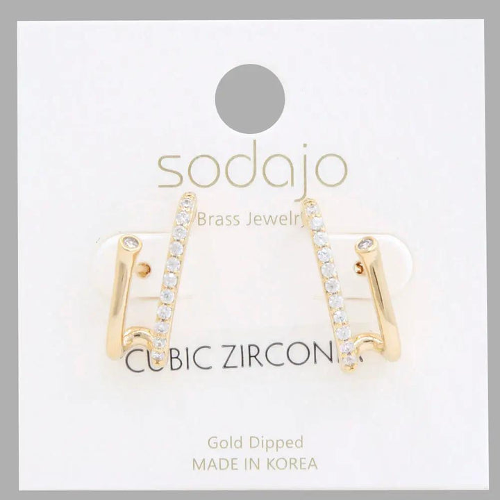 Pendientes de Aro Curvos con Circonitas Bañados en Oro by Sodajo