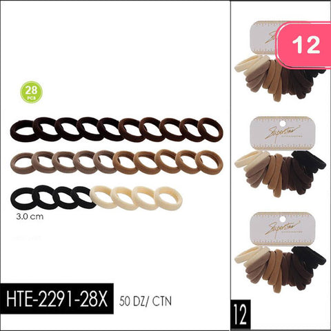 Ligas de cabello tonos café, negro y beige