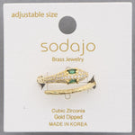 Anillo ajustable en forma de serpiente con circonitas bañadas en oro