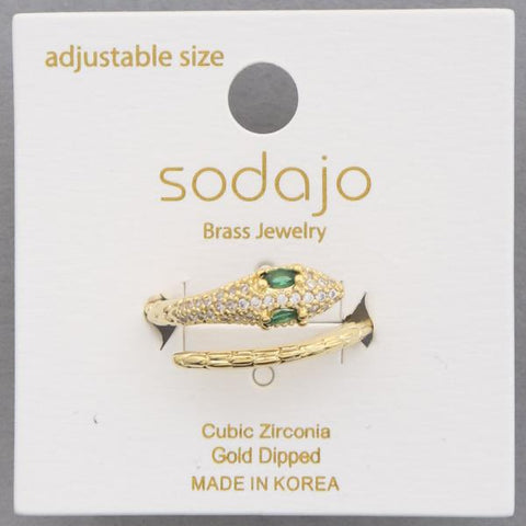 Anillo ajustable en forma de serpiente con circonitas bañadas en oro