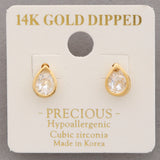 14K Gold Dipped Cz Teardrop Earring