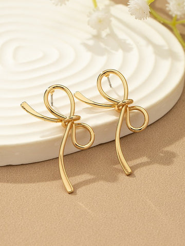 Aretes Mini de Moño, Baño de Oro