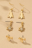 Trío de Aretes Navideños: Copo de Nieve, Lazo y Árbol