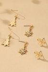 Trío de Aretes Navideños: Copo de Nieve, Lazo y Árbol