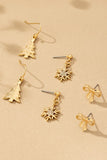 Trío de Aretes Navideños: Copo de Nieve, Lazo y Árbol