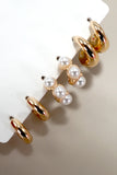 Pendientes de aro Trio Huggie con perla dorada