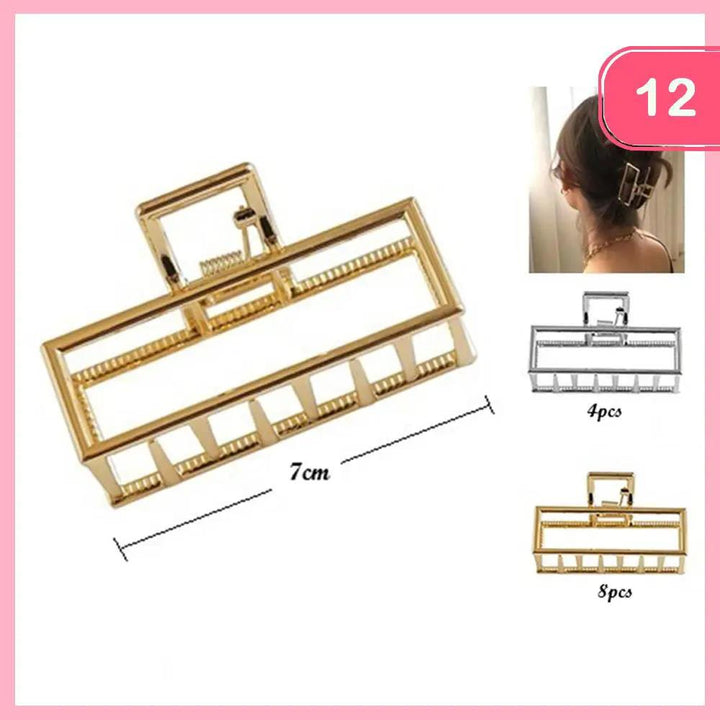 METAL RECTANGLE HAIR CLAW JAW CLIP (12 UNITS) by Joia Accessory