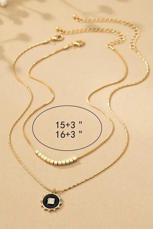 Set de 2 Collares con Cubo y Moneda - Baño Oro Brillante by Yanet Collection