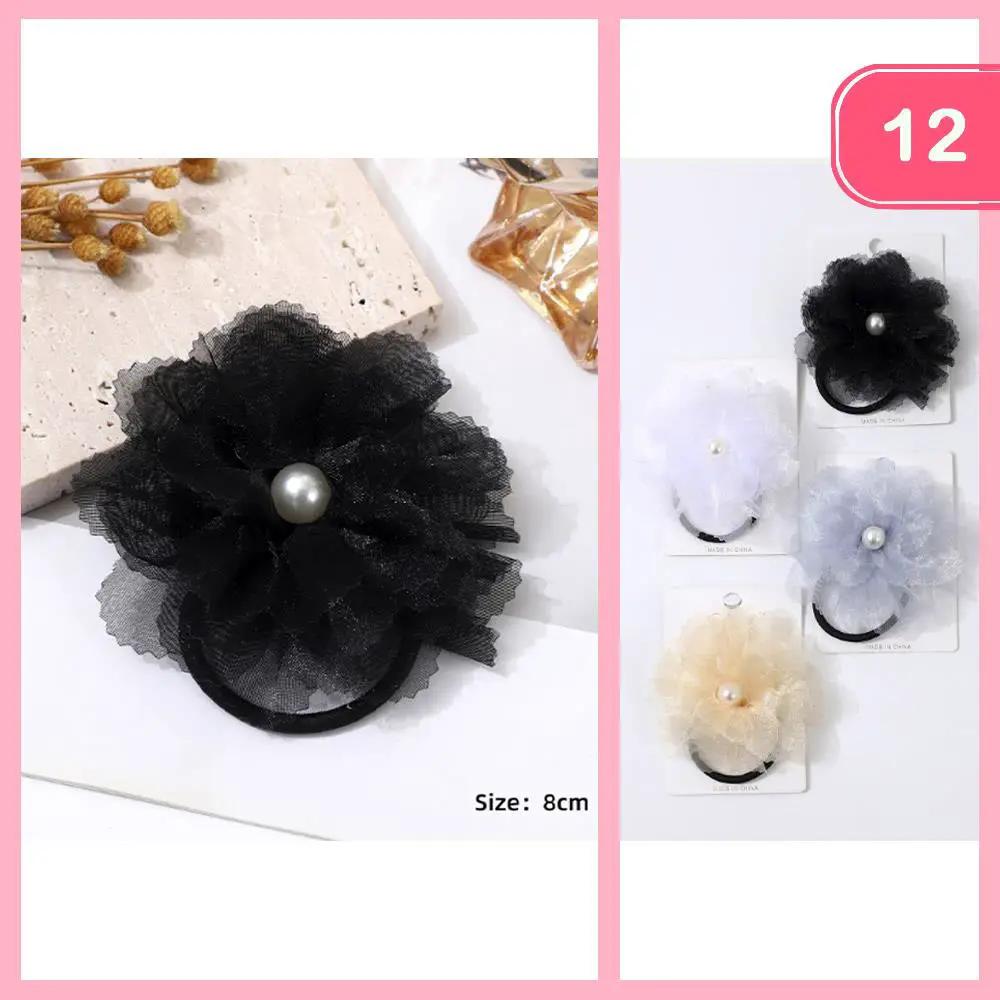 Coletero de Gasa con Flor y Perla (Pack de 12 Unidades) by Joia Accessory