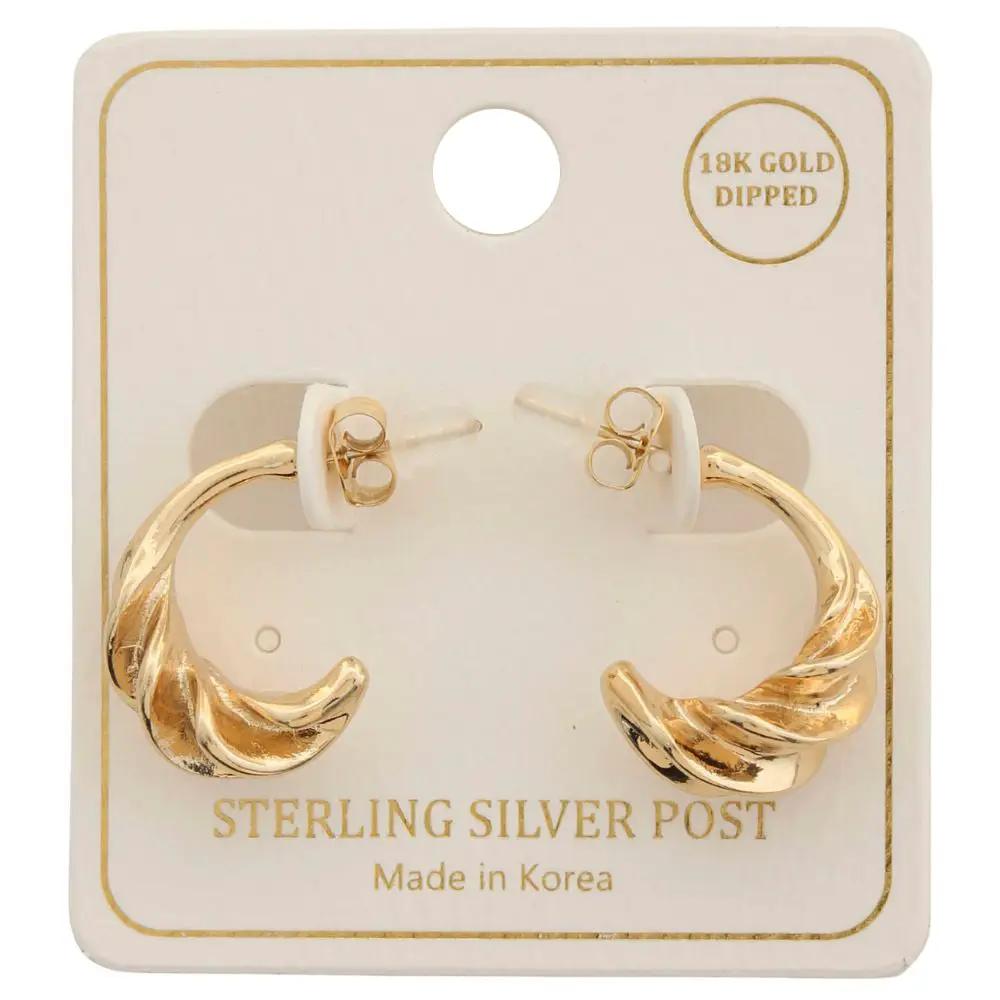 Twisted Open Oval 18K Gold Dipped Earring by Joia Accessory