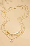 Collar Floral de Cuentas de Cristal Impermeable de 3 Filas: Elegancia y Estilo Duraderos