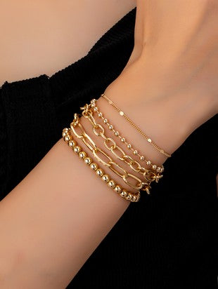 ￼ Juego de 5 pulseras de cadena mixta