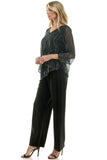 Conjunto de Blusa Tipo Poncho con Cuello en V y Pantalón Recto de 2 Piezas