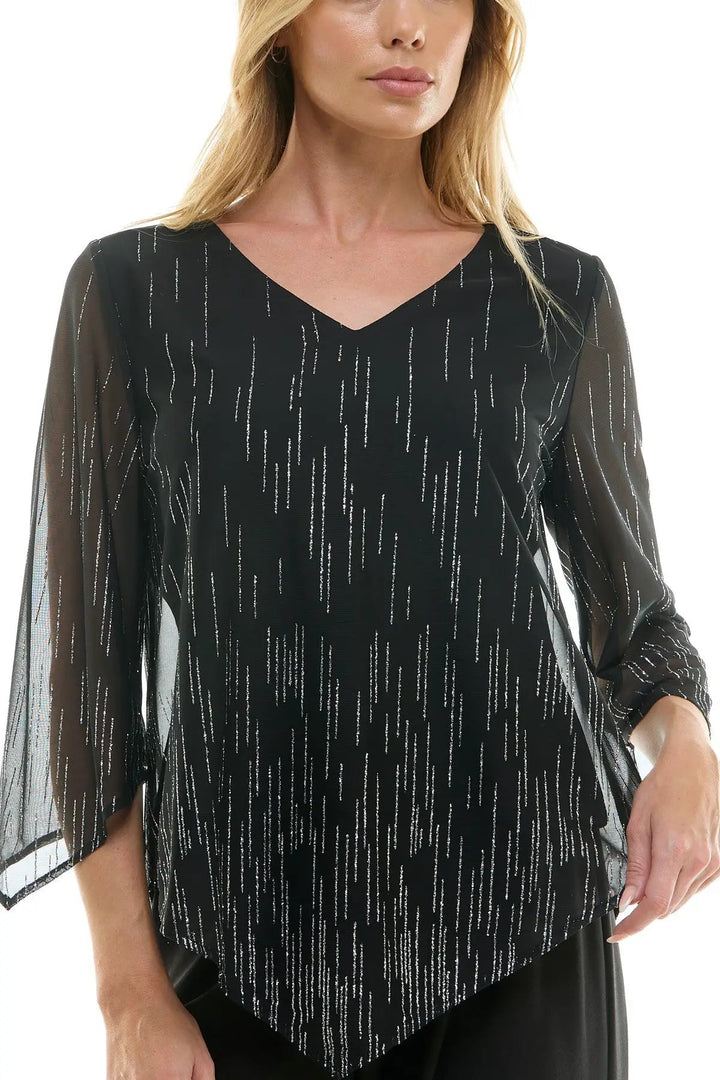Conjunto de Blusa Tipo Poncho con Cuello en V y Pantalón Recto de 2 Piezas color negro by Yanet Collective