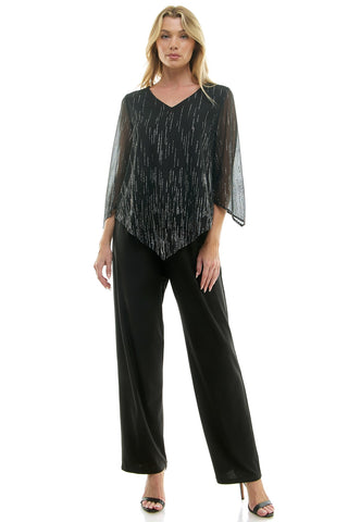 Conjunto de Blusa Tipo Poncho con Cuello en V y Pantalón Recto de 2 Piezas
