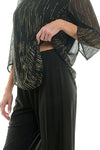 Conjunto de Blusa Tipo Poncho con Cuello en V y Pantalón Recto de 2 Piezas