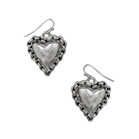 Aretes corazón plateados