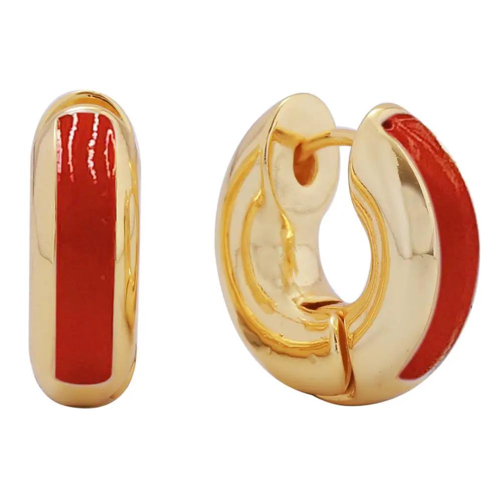 14K Gold Dipped Chunky Huggie Earrings by Joia Accessory