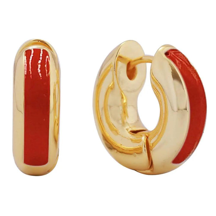 14K Gold Dipped Chunky Huggie Earrings by Joia Accessory