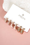 Conjunto de pendientes de aro con trío de perlas y diamantes de imitación martillados